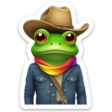 rainbow frog cowboy lgbt sticker