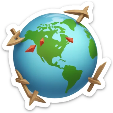 earth with arrows around it sticker