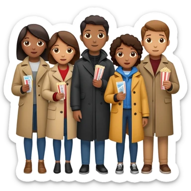 group of people standing in line at a movie theater sticker