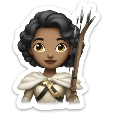 Clash royale the tower princess , white skin , black hair with bow and 3 arrows sticker