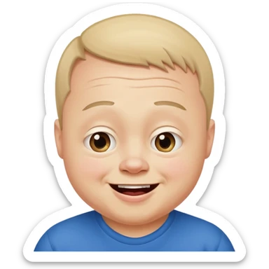 A man with Downs syndrom and CP making a funny face sticker