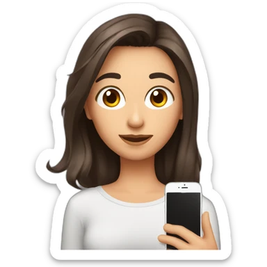 Brune aux cheveux courts qui se prend en selfie avec son téléphone sticker