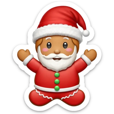 gingerbread cookie in red hat of santa shape sticker