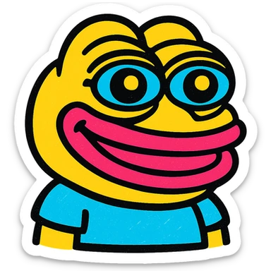 pepe the frog with a happy face expression in pop mart style sticker