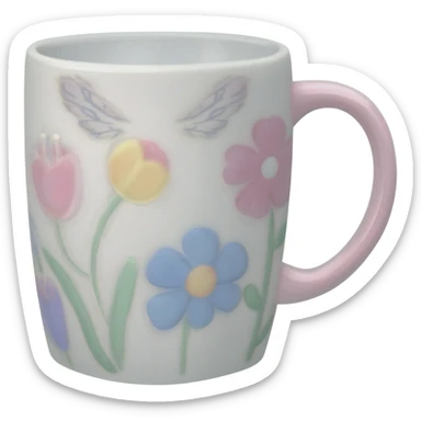 Hyperrealistic 3d rendering fairycore aesthetic coffee mug sticker