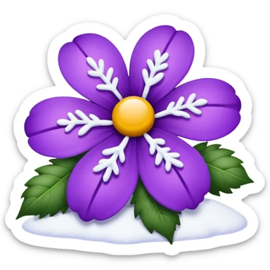 purple flower with snow sticker