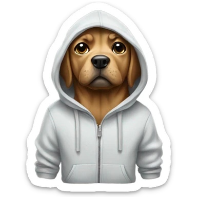 Dog wearing a hoodie sticker