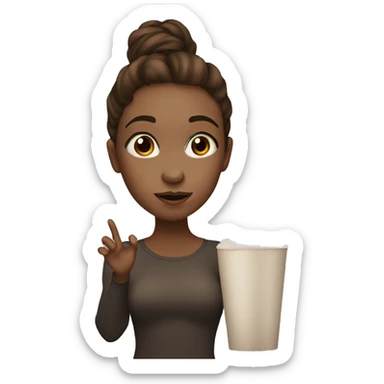 White skin, brown hair, brown eyes girl blowing a kiss sticker