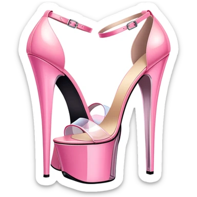 ultra realistic pair of platform open toe pink glass heels sticker