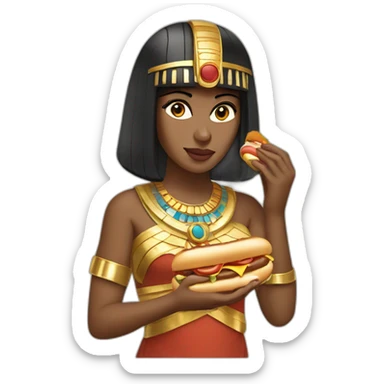 cleopatra eating a hotdog sticker