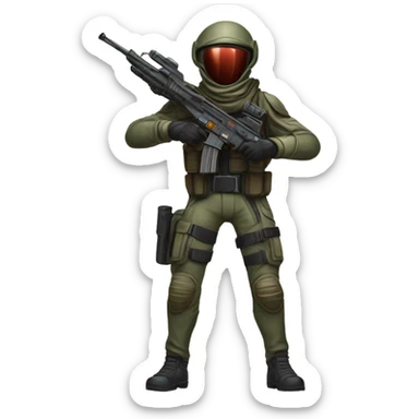 Martian military bounty hunter aiming rifle, front and back sticker