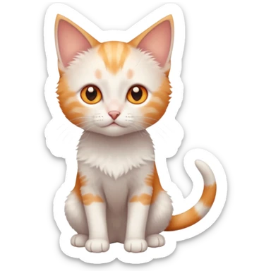 full body of very small + skinny ginger and white kitten with deep orange eyes and triangular shaped face sticker