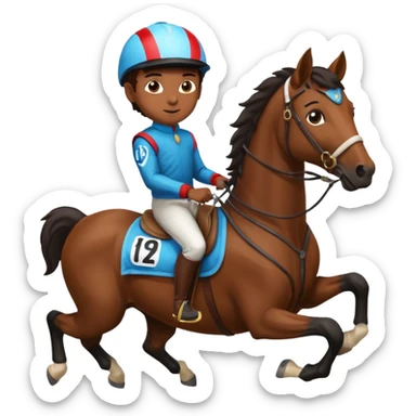black boy riding horse wearing racing cloth black sticker
