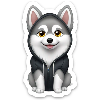 Pomsky wearing a hoodie sticker