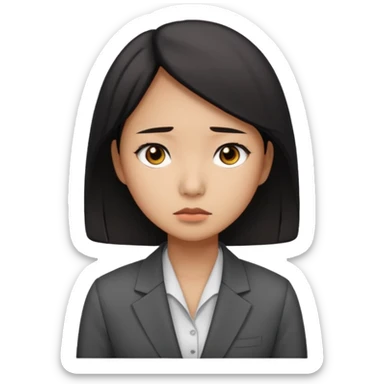 sad asian women office worker sticker