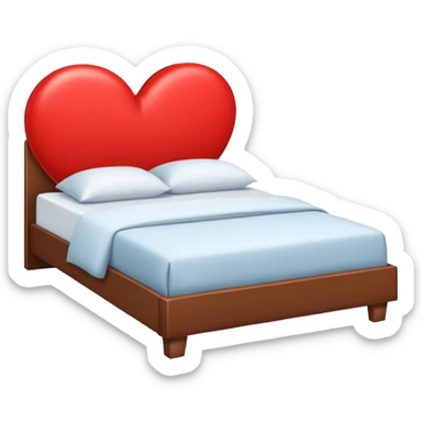 bed with a large red heart replacing the headboard sticker