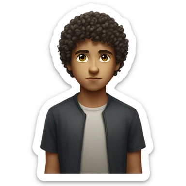 curly haired boy portrait serious sticker