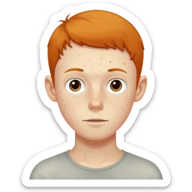 a skinny pale boy with very short thin hair and a bit of freckles sticker