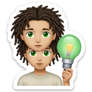 couple holding eachother. the boy is light skinned, short brown dreads, and green eyes.        the girl is light skinned, curly black hair, and brown eyes sticker