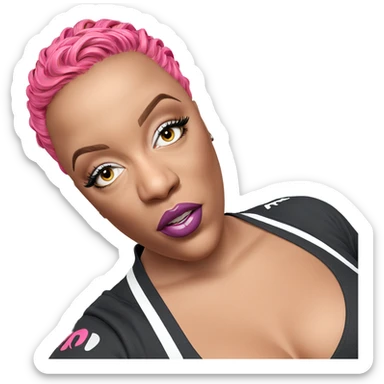 pink haired girl with piercing sticker