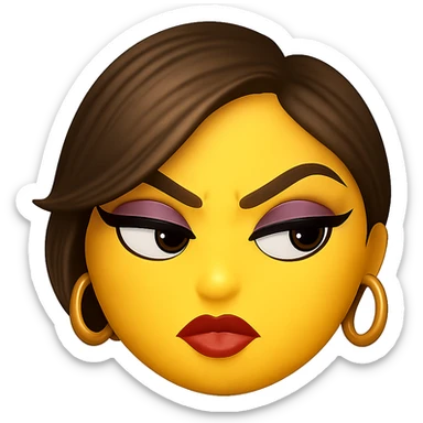 slay emoji, fierce side-eye, fashionable and chic, no background sticker