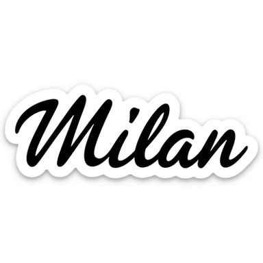 black logo in cursive with the name milan sticker