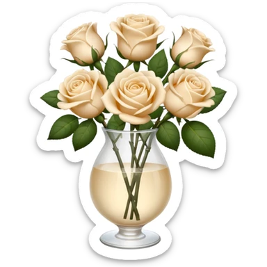 Cream color roses in glass vase sticker