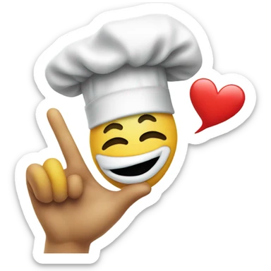 Emoji blowing a kiss with a heart wearing a chefs hat sticker
