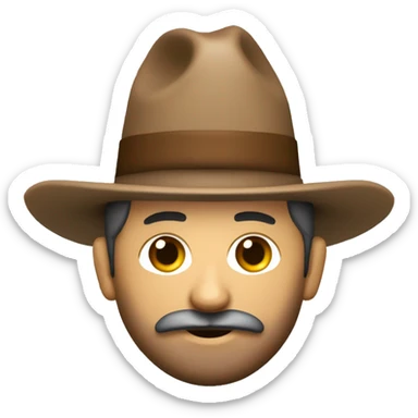 Un señor con barba,traje y camisa con barba portando un sombrero cuyo frente tiene el logotipo de jw.org sticker