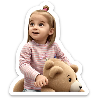 girl with teddy bear sticker