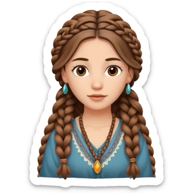 2 long brown boho braided hair women  sticker