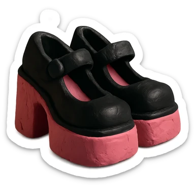 BLACKPINK-inspired gothic shoes, no hearts, textured and bold, black and pink sticker
