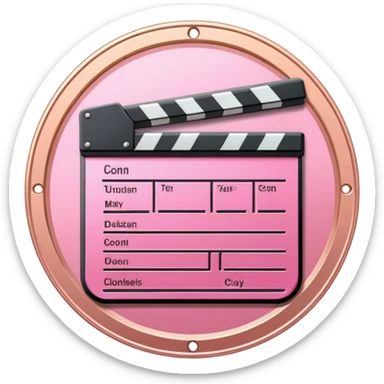 Engraved clapperboard on a pink medal  sticker
