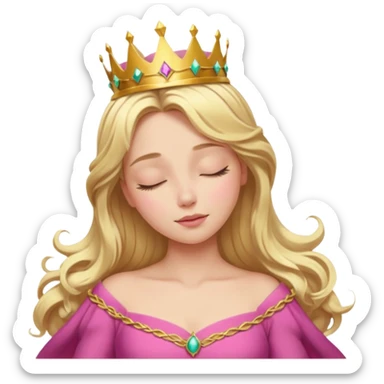 Aurora princess, sleeping beauty, closed eyes, crown, flowing hair sticker
