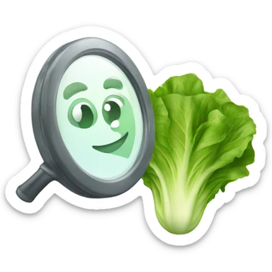 lettuce with a happy face holds a mirror in his hand and looks at it sticker