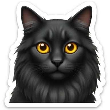 Long haired Half black half orange cat with yellow eyes  sticker