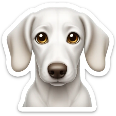 White wiener dog with gray and brown details and bright blue eyes sticker