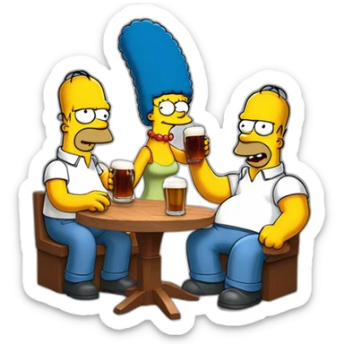 Simpson qui boit une bière avec son fils sticker