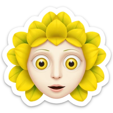 five leaved yellow anemone eyes mouth sticker