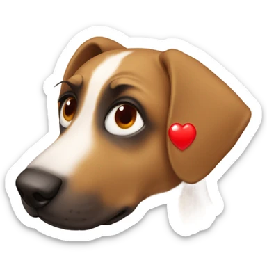 dog’s eyes are red heart sticker