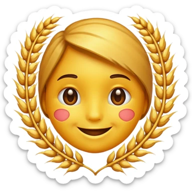A loved fqce emoji but instead of heart, there is wheat sticker