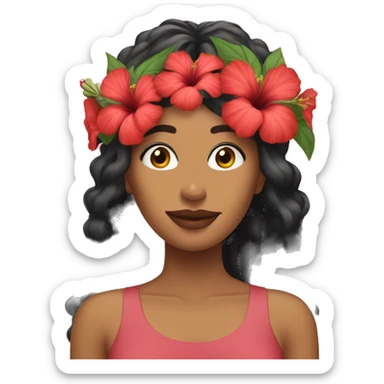 Hibiscus flower crown on womans head sticker