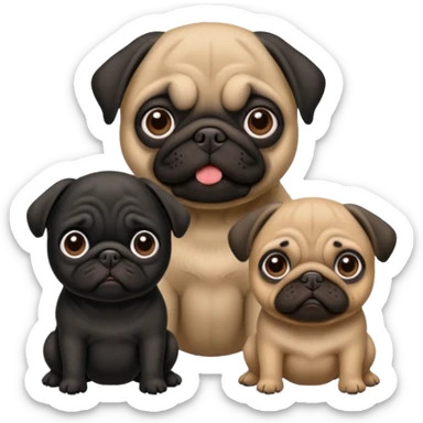 Black pug and fawn pug sticker
