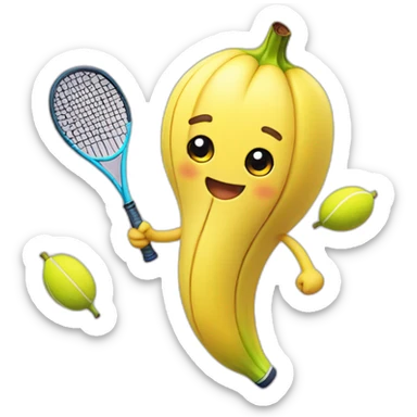 kawaii cute banana tennis player sticker