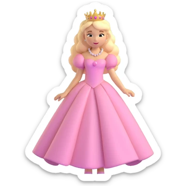 blonde Caucasian princess with voluminous light pink dress sticker