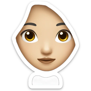 asian girl with black and long hair, black eyes. sticker