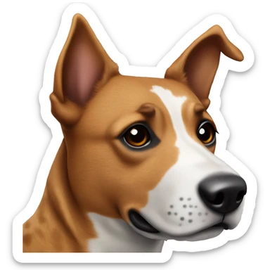 brown cattle dog with a thin white nose stripe and black dots sticker