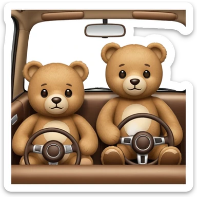 Two teddy bears in car sticker