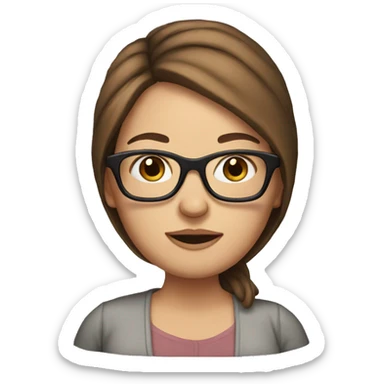 Pregnant White woman with long brown hair and glasses sticker