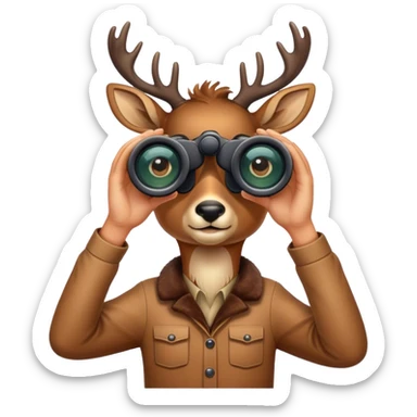 The intelligence deer watches binoculars sticker